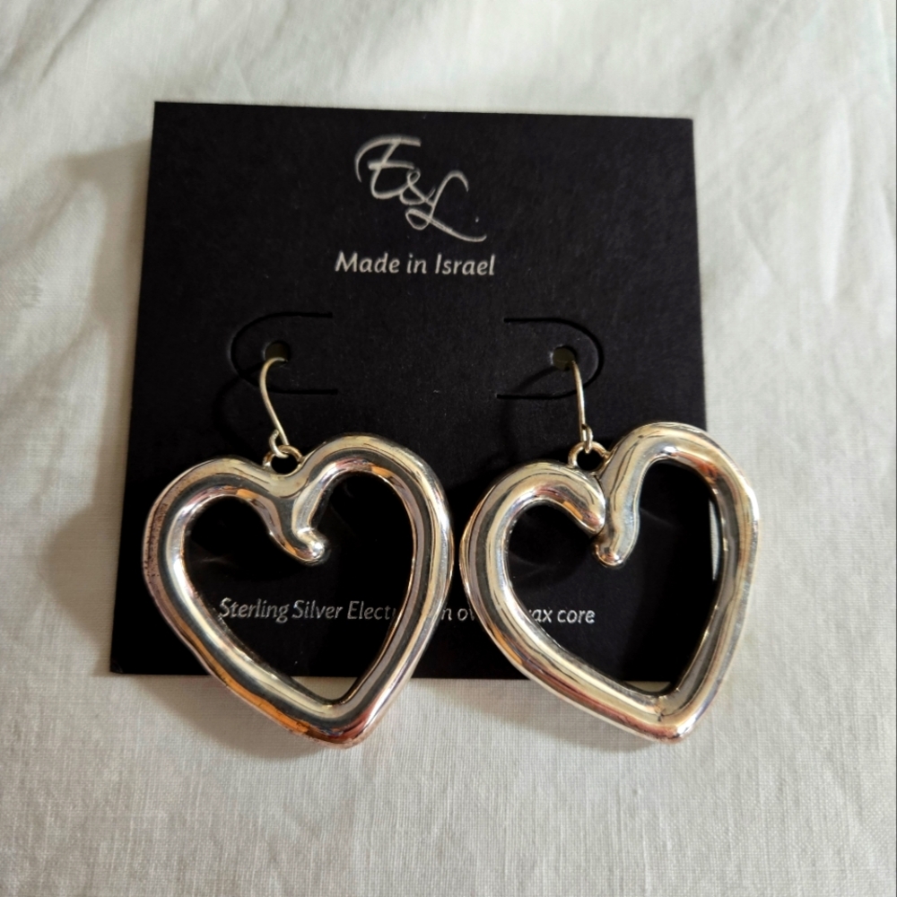 Brand NEW Sterling Silver Heart Earrings